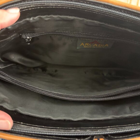 Arcadia Leather Shoulder Bag - Black and Tan - Picture 6 of 7